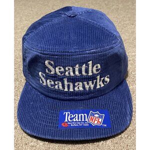Vintage 80s Seattle Seahawks NFL New Era Corduroy Snapback Hat Cap NOS USA